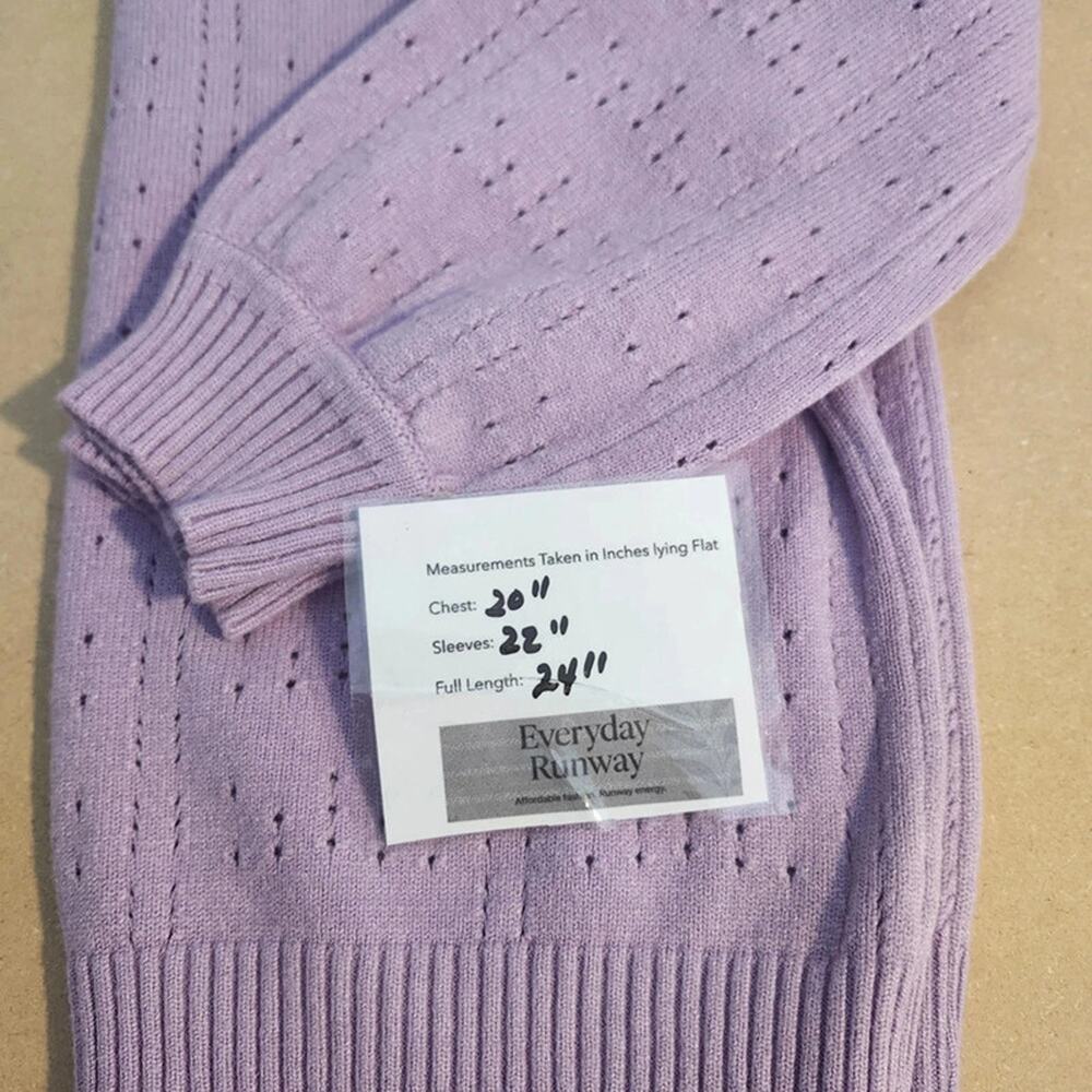 3/$20 Lavender Sweater XL Pullover Soft Knit Cozy Pastel Spring - Picture 7 of 8